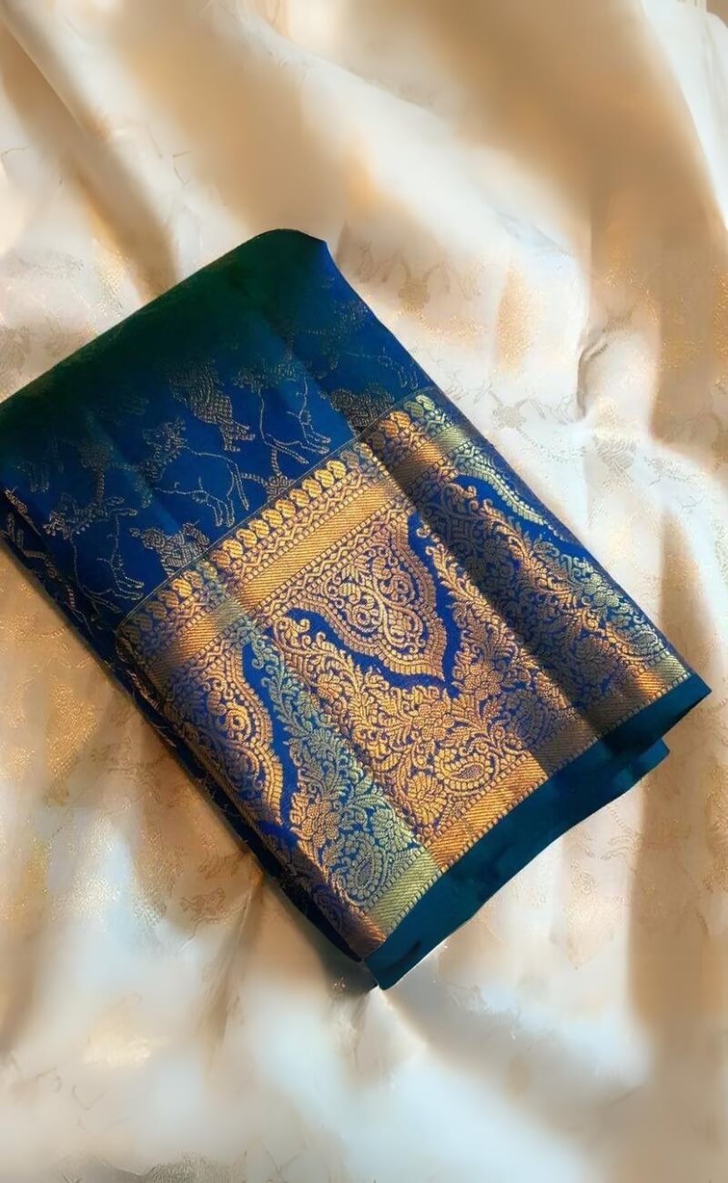 Dalliance Blue Soft Silk Saree With Beautiful Blouse Piece