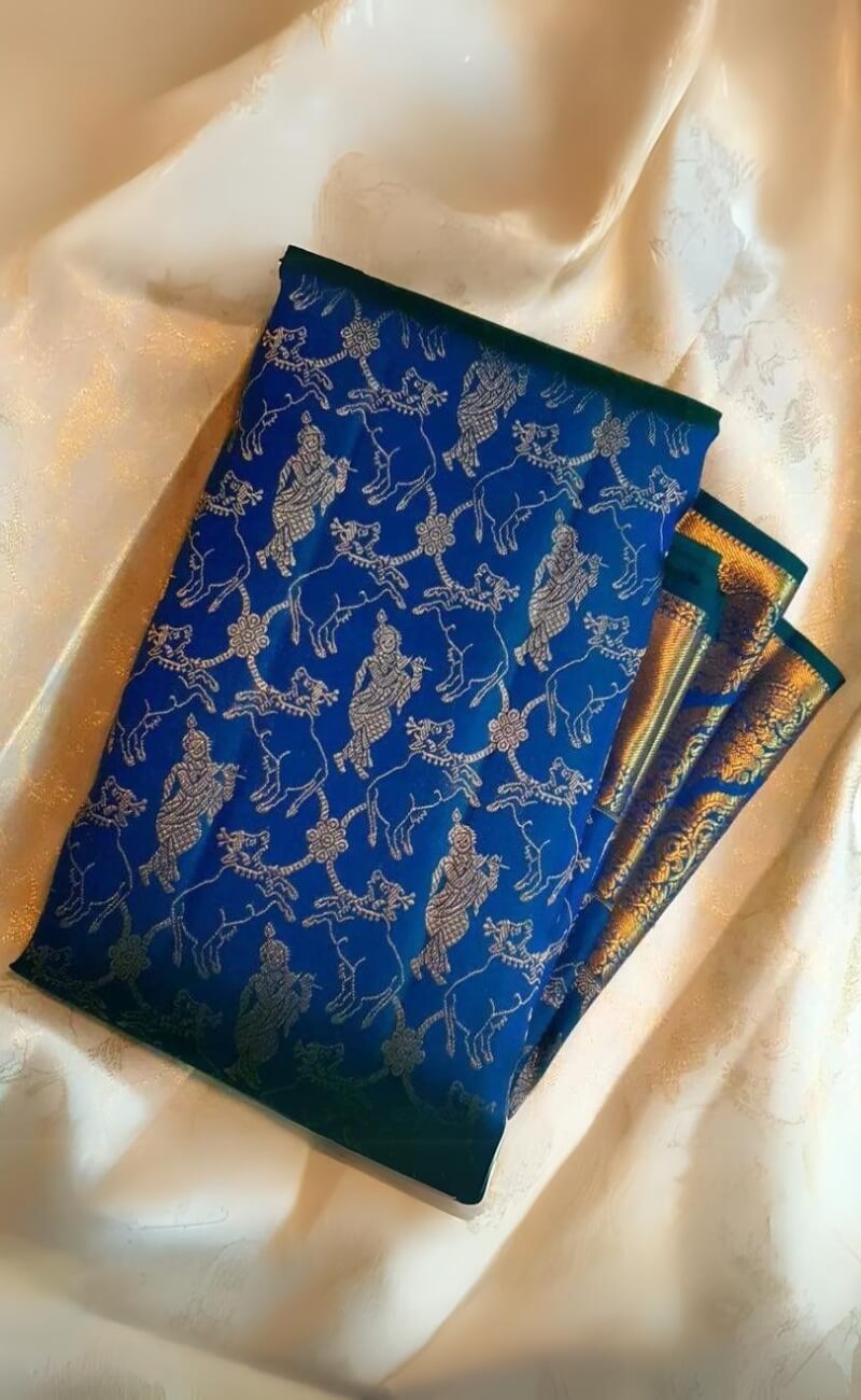 Dalliance Blue Soft Silk Saree With Beautiful Blouse Piece