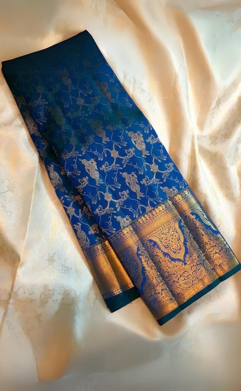 Dalliance Blue Soft Silk Saree With Beautiful Blouse Piece