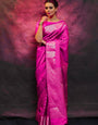 Beleaguer Dark Pink Soft Silk Saree With Fragrant Blouse Piece