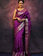 Enticing Purple Soft Silk Saree With Invaluable Blouse Piece