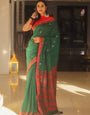 Lunar Green Maheshawari Cotton Silk Saree