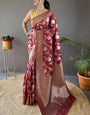 Smart Maroon Cotton Silk Saree With Engrossing Blouse Piece