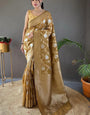 Demanding Mustard Cotton Silk Saree With Designer Blouse Piece