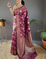 Exquisite Wine Cotton Silk Saree With Admirable Blouse Piece