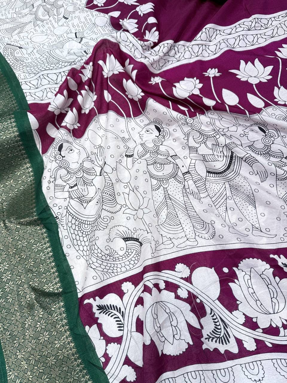 Enigmatic Purple Digital Printed Dola Silk Saree With Resplendent Blouse Piece