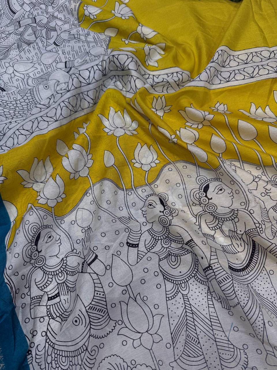 Resplendent Yellow Digital Printed Dola Silk Saree With Elaborate Blouse Piece