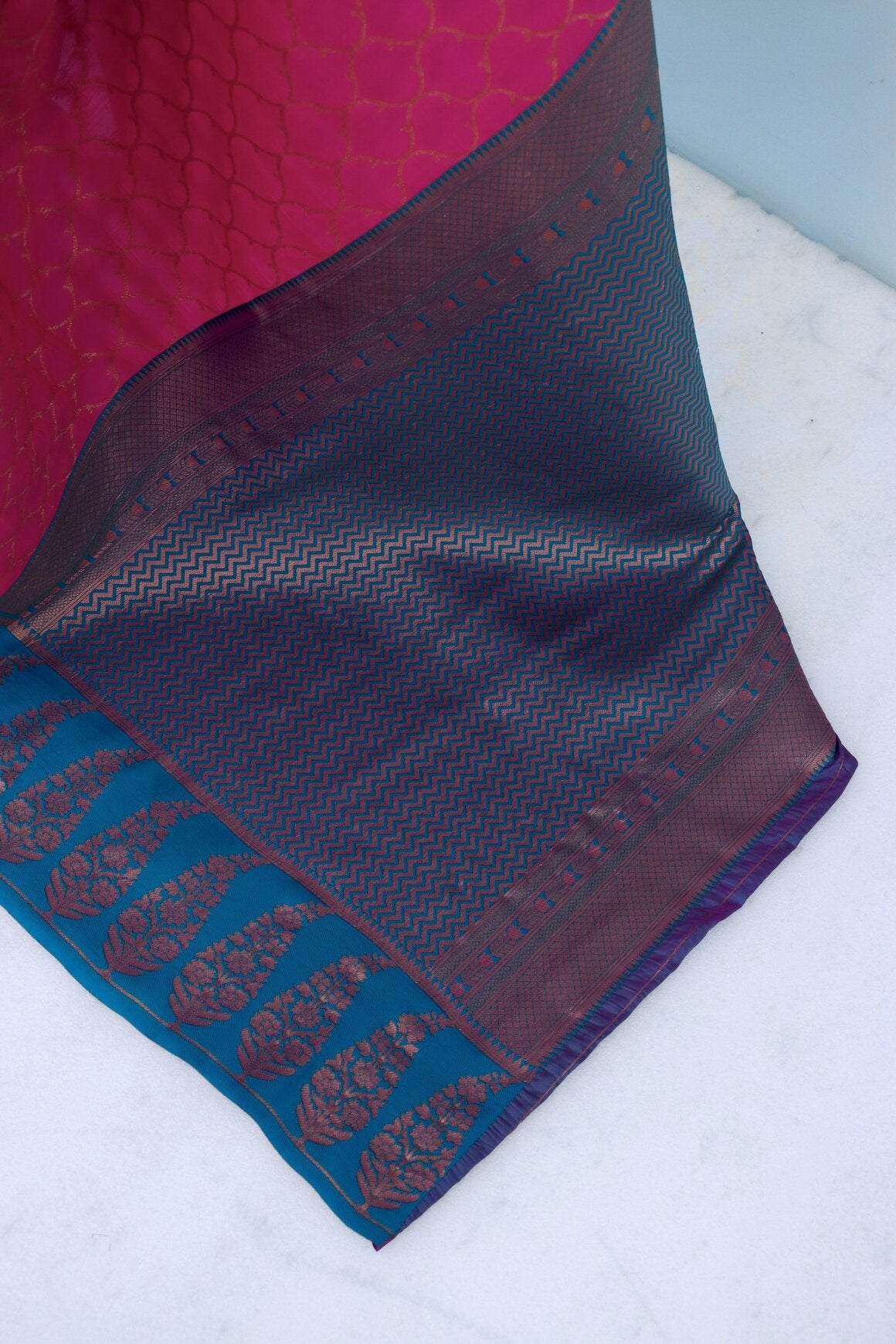 Palimpsest Dark Pink Soft Banarasi Silk Saree With Quintessential Blouse Piece