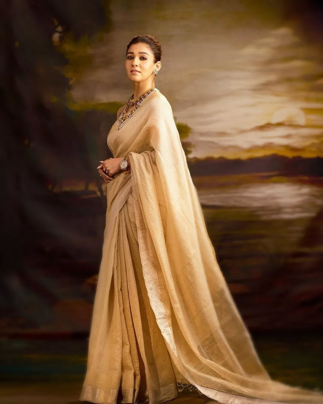 Elegant Style Beige Soft Tissue Silk Saree With Sizzling Blouse Piece