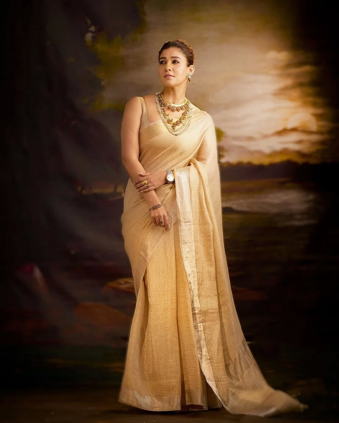 Elegant Style Beige Soft Tissue Silk Saree With Sizzling Blouse Piece
