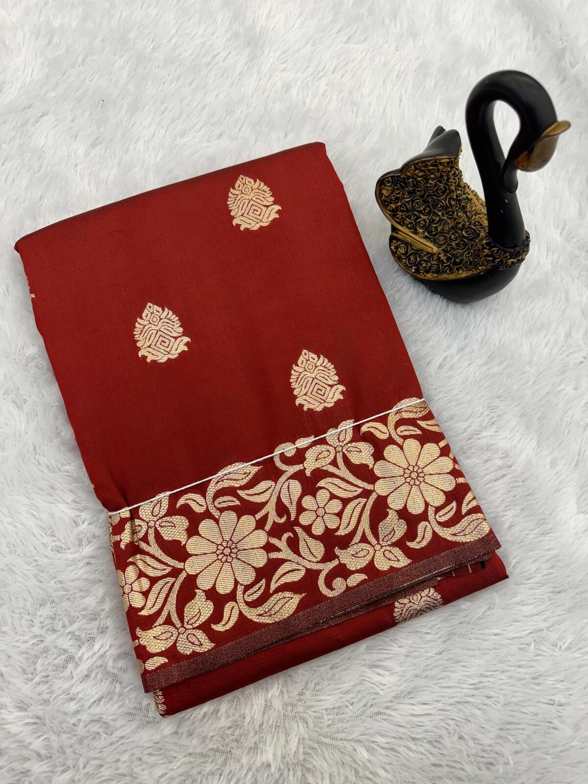 Scrumptious Red Soft Banarasi Silk Saree With Mesmeric Blouse Piece