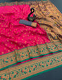 Beleaguer Dark Pink Paithani Silk Saree With Fantabulous Blouse Piece