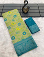 Grandiose Green Soft Banarasi Tissue Silk Saree With Snazzy Blouse Piece