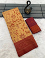 Flamboyant Dark Beige Soft Banarasi Tissue Silk Saree With Majestic Blouse Piece