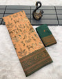 Charismatic Peach Soft Banarasi Tissue Silk Saree With Ailurophile Blouse Piece