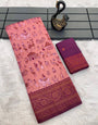 Splendiferous Pink Soft Banarasi Tissue Silk Saree With Tremendous Blouse Piece