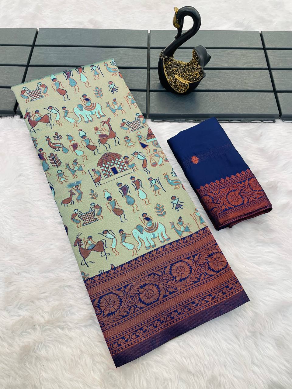 Precious Pista Soft Banarasi Tissue Silk Saree With Symmetrical Blouse Piece