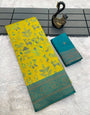Sumptuous Yellow Soft Banarasi Tissue Silk Saree With Dalliance Blouse Piece