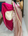 Sensational Beige Digital Printed Crape Silk Saree With Inspiring Blouse Piece