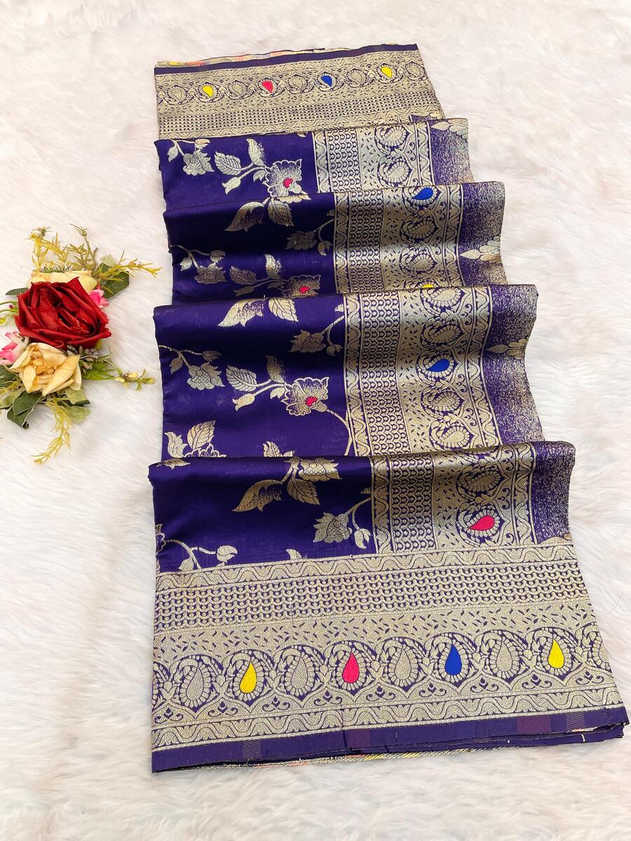 Admirable Royal Blue Soft Banarasi Silk Saree With Felicitous Blouse Piece