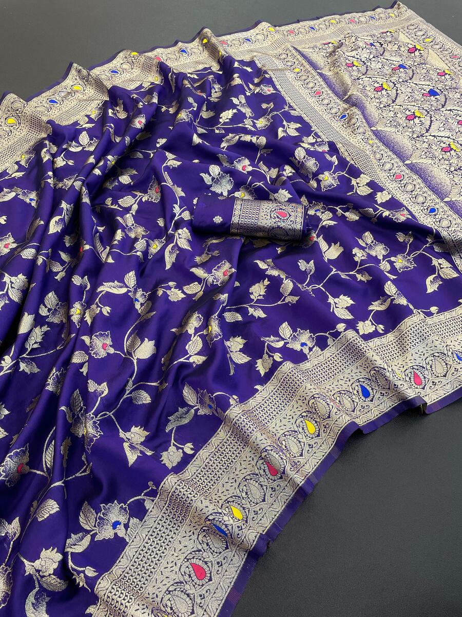 Admirable Royal Blue Soft Banarasi Silk Saree With Felicitous Blouse Piece