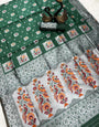 Snazzy Dark Green Paithani Silk Saree With Epiphany Blouse Piece