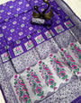 Sensational Violet Paithani Silk Saree With Seraglio Blouse Piece