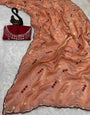 Delectable Orange Sequence Work Fandy Silk Saree With Stylish Blouse Piece