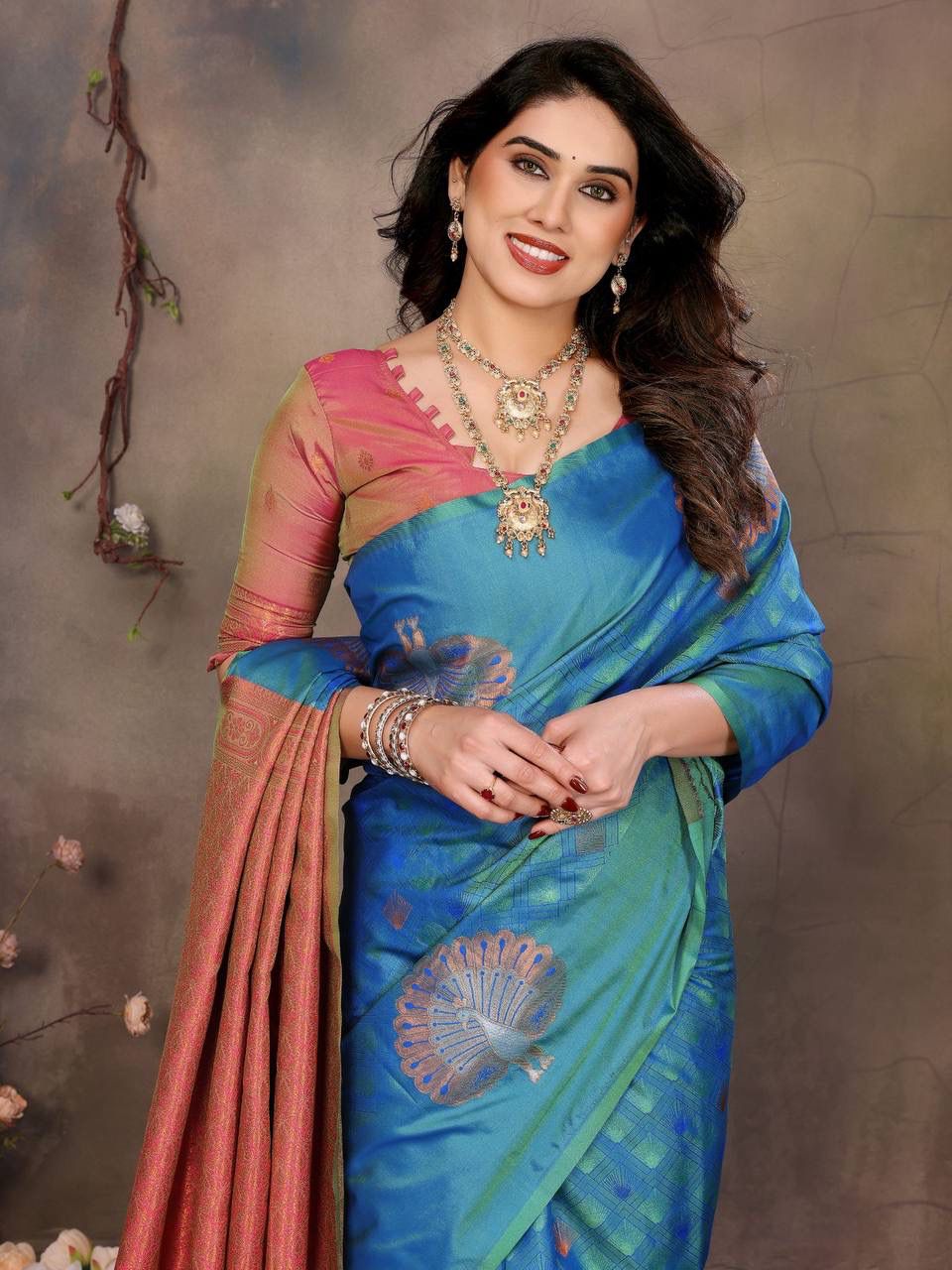 Ornate Blue Soft Banarasi Silk Saree With Desuetude Blouse Piece