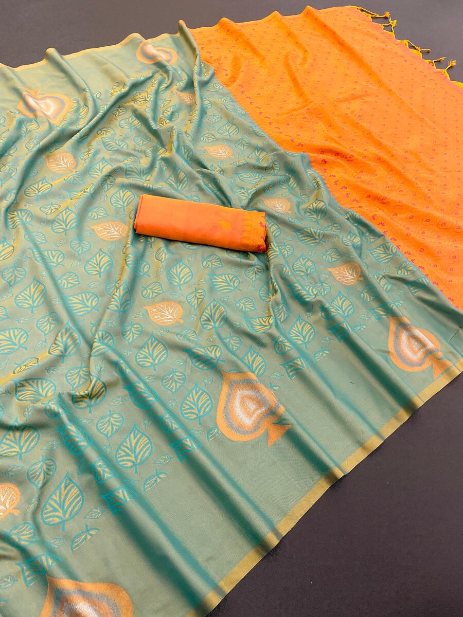 Allure Sea Green Soft Banarasi Silk Saree With Hypnotic Blouse Piece