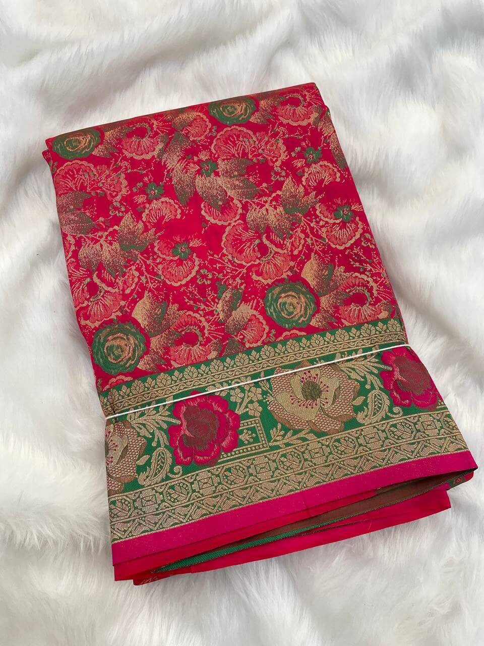 Adoring Dark Pink Soft Banarasi Silk Saree With Lagniappe Blouse Piece