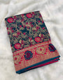 Demesne Rama Soft Banarasi Silk Saree With Sempiternal Blouse Piece