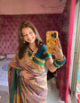 Embrocation Peach Soft Banarasi Silk Saree With Mellifluous Blouse Piece