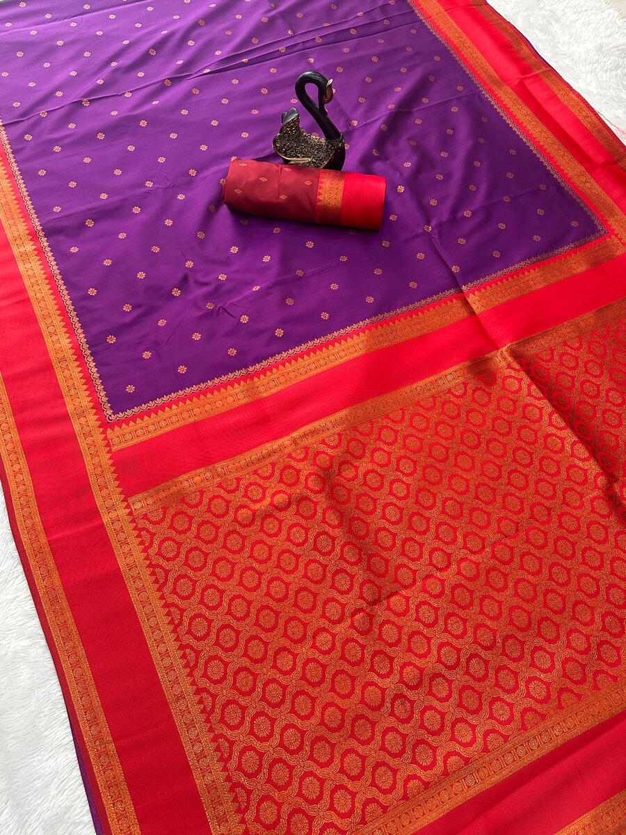 Charismatic Purple Soft Banarasi Silk Saree With Classy Blouse Piece