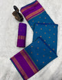 Scrupulous Teal Blue Soft Banarasi Silk Saree With Marvellous Blouse Piece