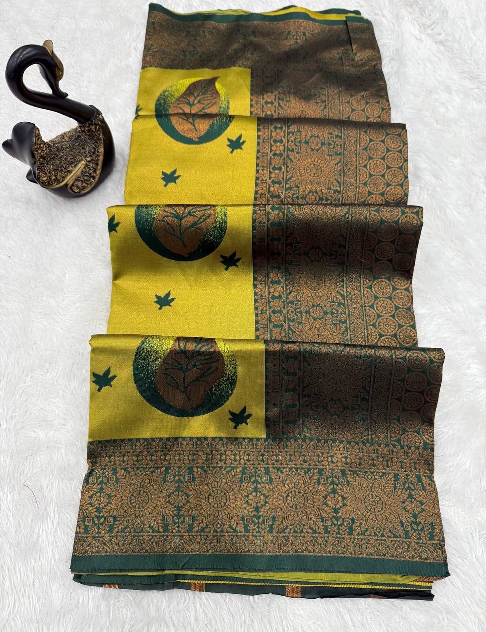 Adorable Yellow Soft Silk Saree With Radiant Blouse Piece