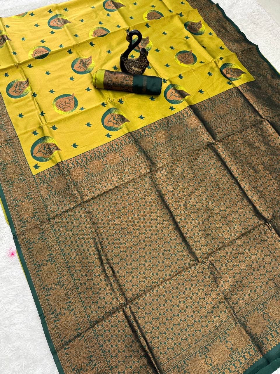 Adorable Yellow Soft Silk Saree With Radiant Blouse Piece