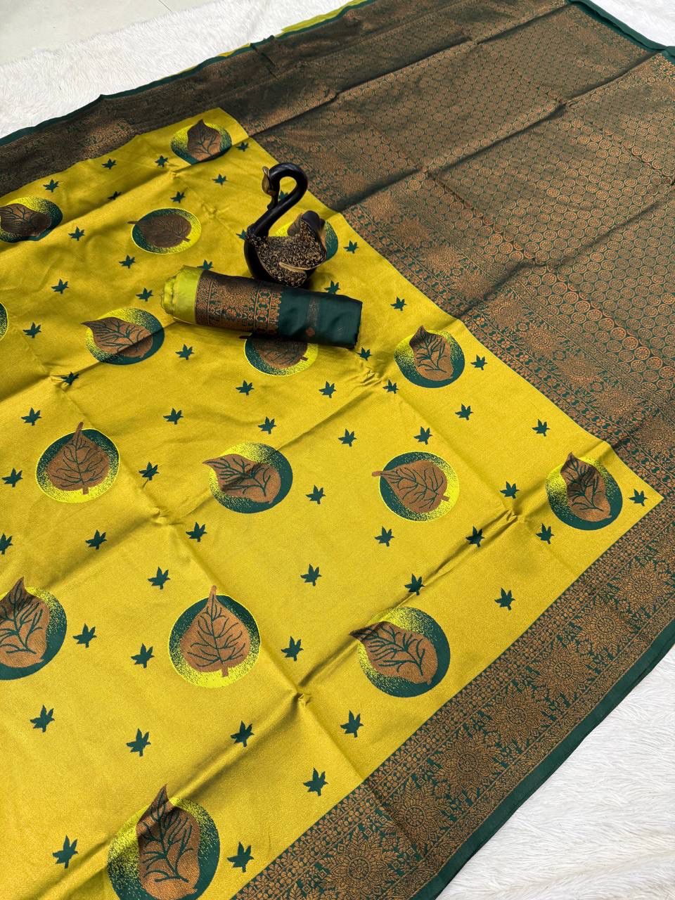 Adorable Yellow Soft Silk Saree With Radiant Blouse Piece
