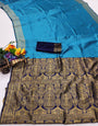 Captivating Firozi Soft Silk Saree With Embellished Blouse Piece