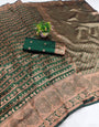 Imbrication Dark Green Soft Silk Saree With Adorning Blouse Piece