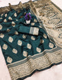 Jubilant Dark Green Soft Silk Saree With Elegant Blouse Piece