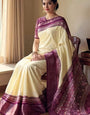 Grandiose Beige Digital Printed Dola Silk Saree With Most Stunning Blouse Piece