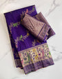 Demanding Royal Purple Soft Banarasi Silk Saree With Snazzy Blouse Piece