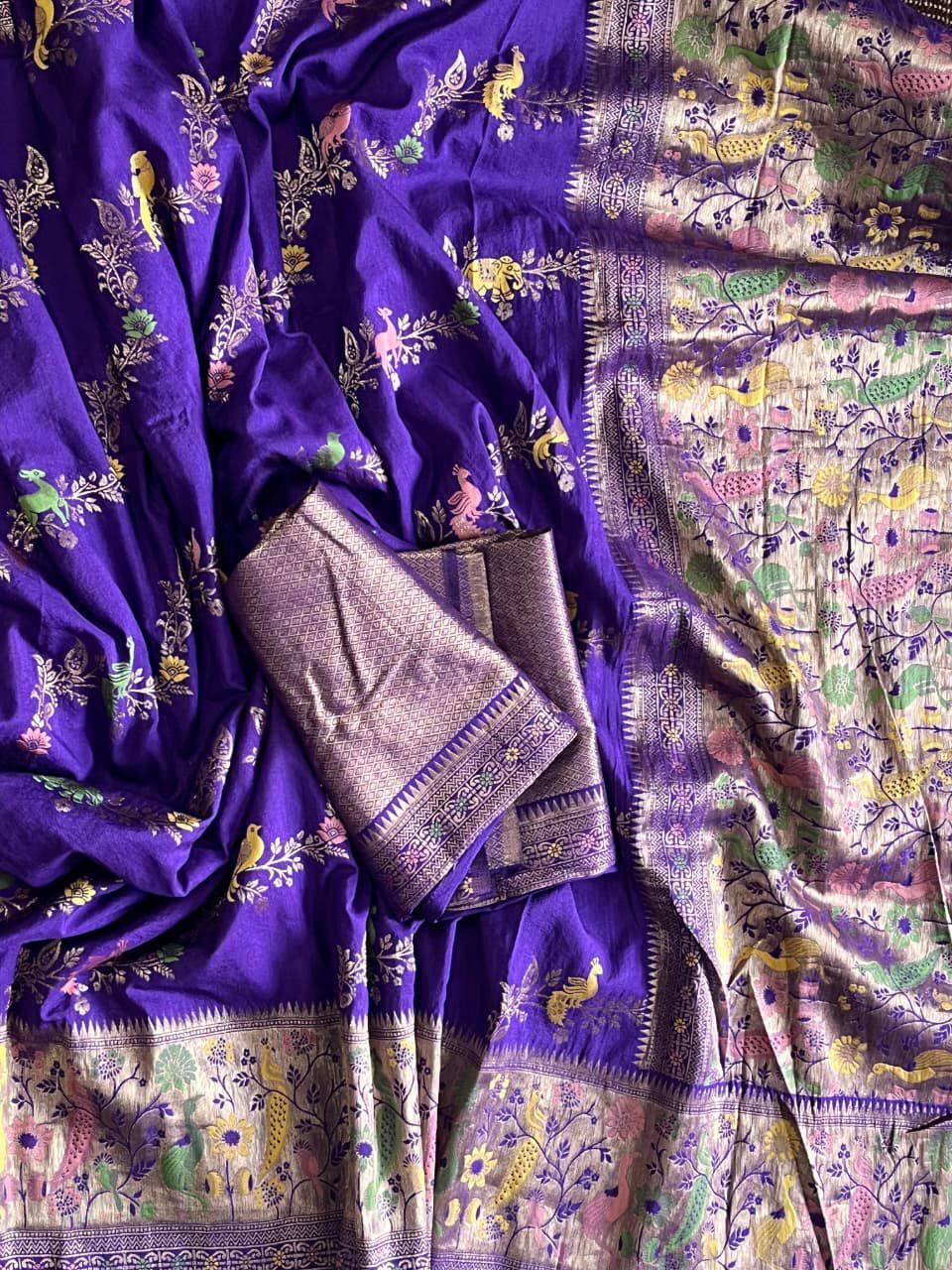 Demanding Royal Purple Soft Banarasi Silk Saree With Snazzy Blouse Piece