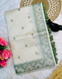 Nebula Off White Embroidery Work Tussar Silk Saree With Staggering Blouse Piece