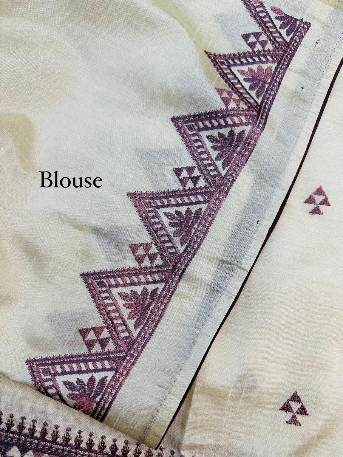 Tantalizing Off White Embroidery Work Tussar Silk Saree With Super classy Blouse Piece