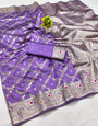 Designer Lavender Soft Banarasi Silk Saree With Wonderful Blouse Piece