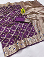 Incredible Purple Soft Banarasi Silk Saree With Fancifull Blouse Piece