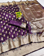 Twirling Purple Soft Banarasi Silk Saree With Super extravagant Blouse Piece