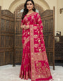 Amiable Dark Pink Banarasi Dola Silk Saree With Groovy Blouse Piece